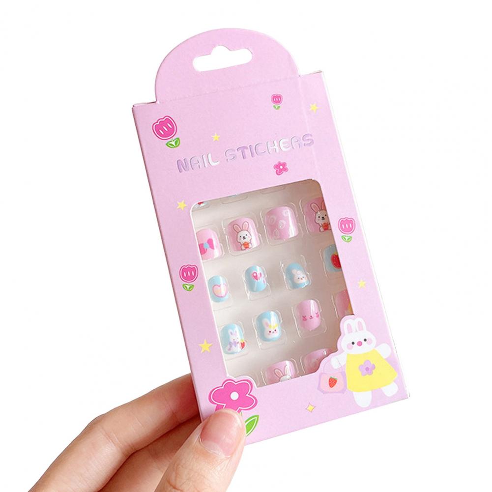 Kids Fake Nails Easy-to-apply Kids Nails Kawaii Kids Fake Nail Art Stickers Set Creative Diy Nail Kit for Fashionable Nail