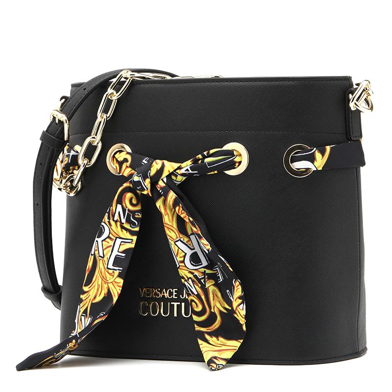 New VERSACE JEANS COUTURE Polyester Bucket Bag, Shoulder Bag Women's Black 74VA4BAD-ZS467-899