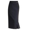 Slim-Fit Stretchy Black High-Waist Slit Midi Skirt for Women