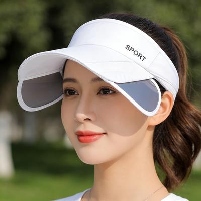 Chapeaux pour femmes avec un bord rétractable, Visière solaire d'été, Un bord rétractable pour la protection du visage, Un grand bord style coréen pour le cyclisme