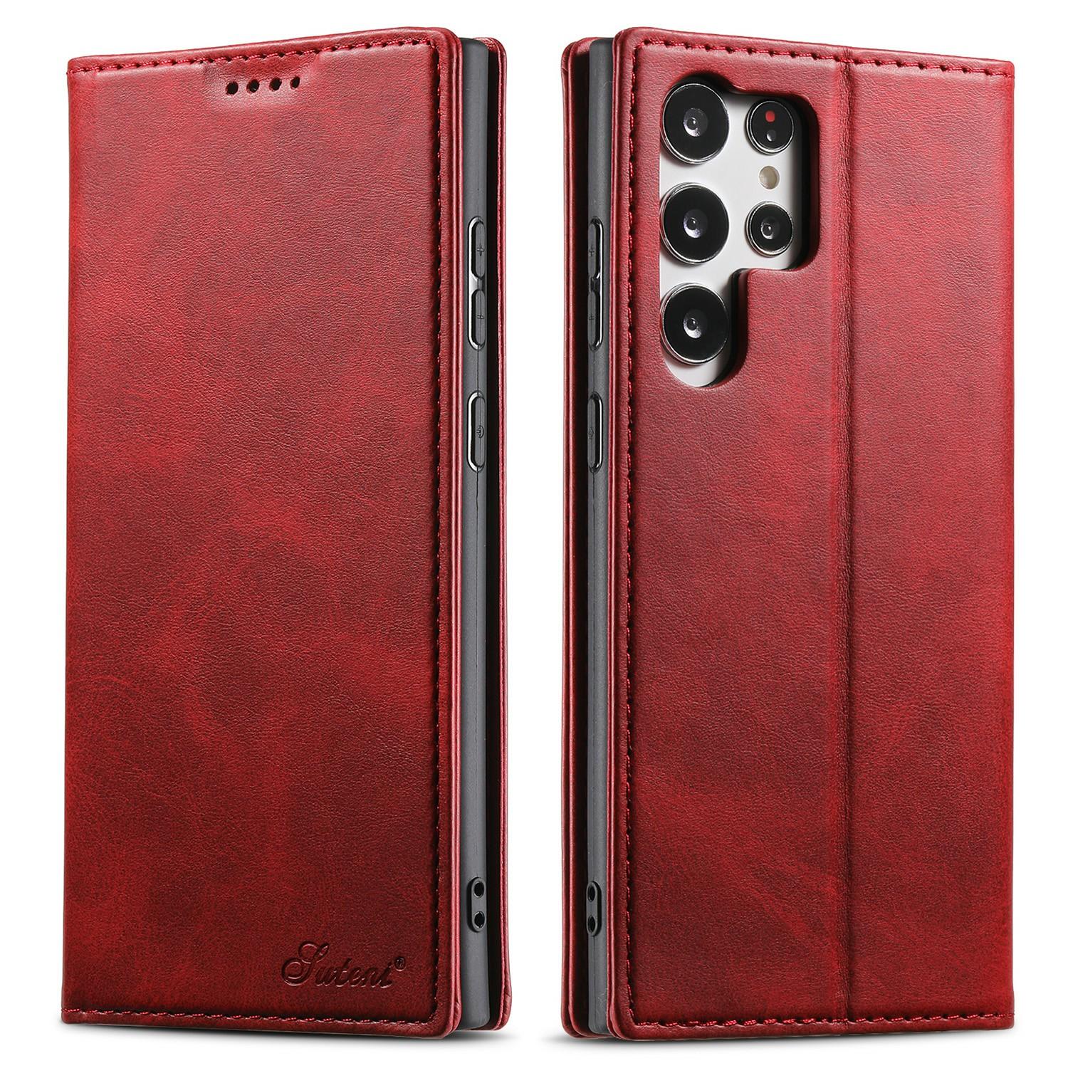 

SUTENI For Samsung Galaxy S25 Ultra Case PU Leather Wallet Stand Magnetic Closing Phone Cover D