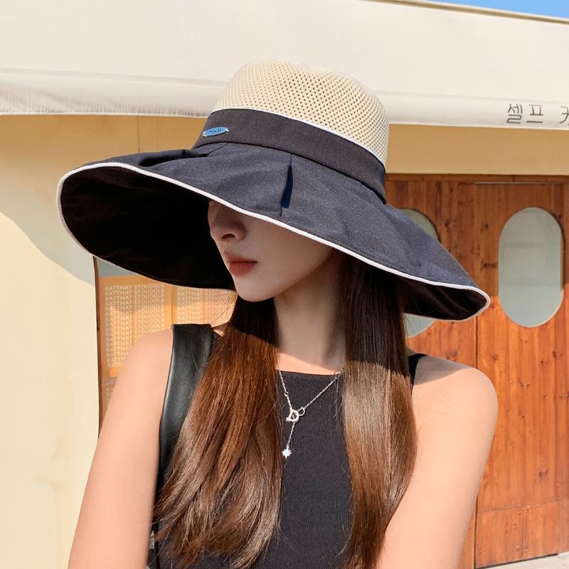 

Новая шляпа женская высококачественная металлическая стандартная шляпа-ведро с большими полями летняя защита от солнца козырек ветрозащитная шляпа от солнца Average size