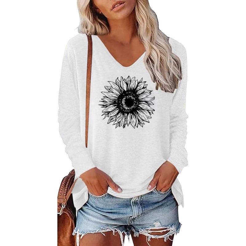 IHUASU Women s Fashion Casual Long Sleeve V-Neck Blouses & Shirts S