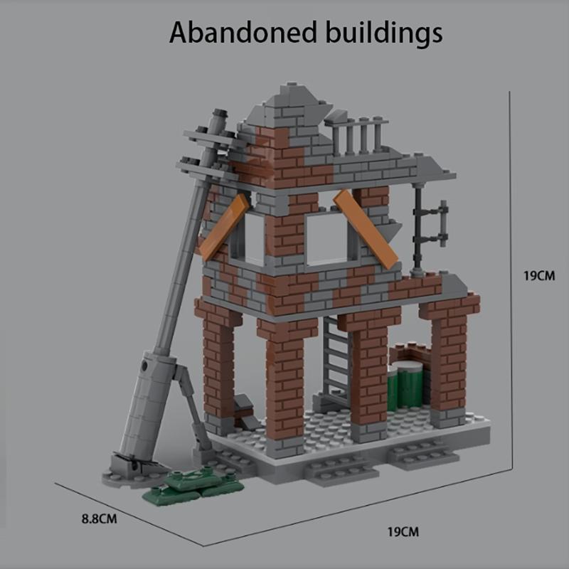 

Non-Toxic New Wwii Military Creative Ruins Scene Abandoned Buildings Anti Aircraft Cannon Assembly Mock Building Blocks Children Toy