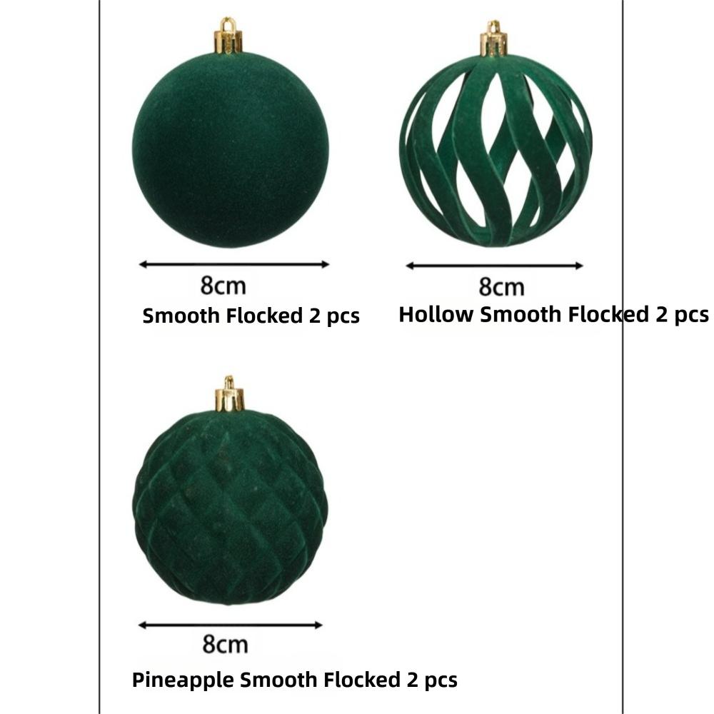 6Pcs/Box 8CM Velvet Christmas Hanging Balls DIY Plastic Christmas Tree Ornament Christmas Flocked Ball Set Holiday Celebration