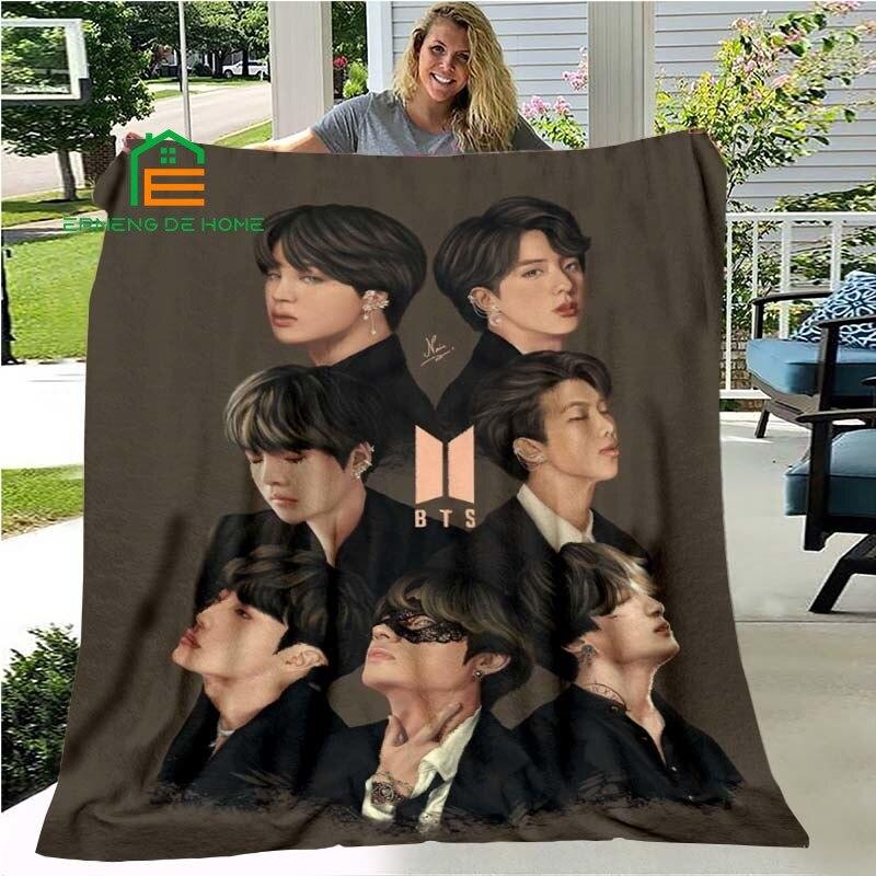 Kpop Hvězda Bangtan Flanelová deka Teplá deka pro domov, piknik, cestování, letadlo, kancelář a pro dospělé, děti 5 velikostí
