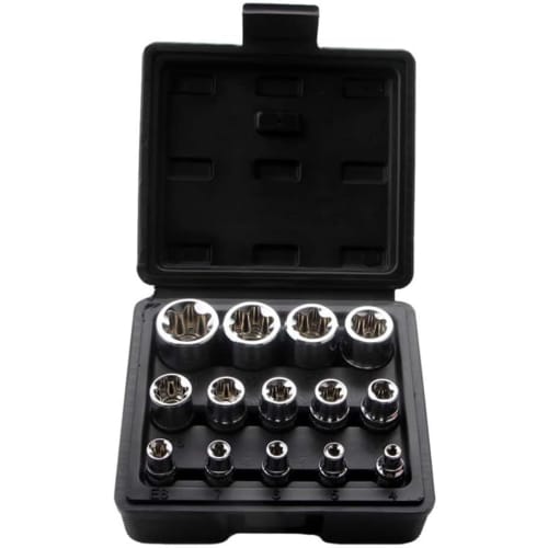 14-Piece E-Type Torx Socket Set, Star, Flower, and E-Type Sockets, E-Torx Screw Remover, Car Repair Tool, E4, E5, E6, E7, E8, E10, E11, E12, E14, E16,
