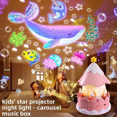 Creative Starry Sky Lamp Romantic Gift Musical Box for Children and Girls Little Girl Carousel Projection Lamp Toy