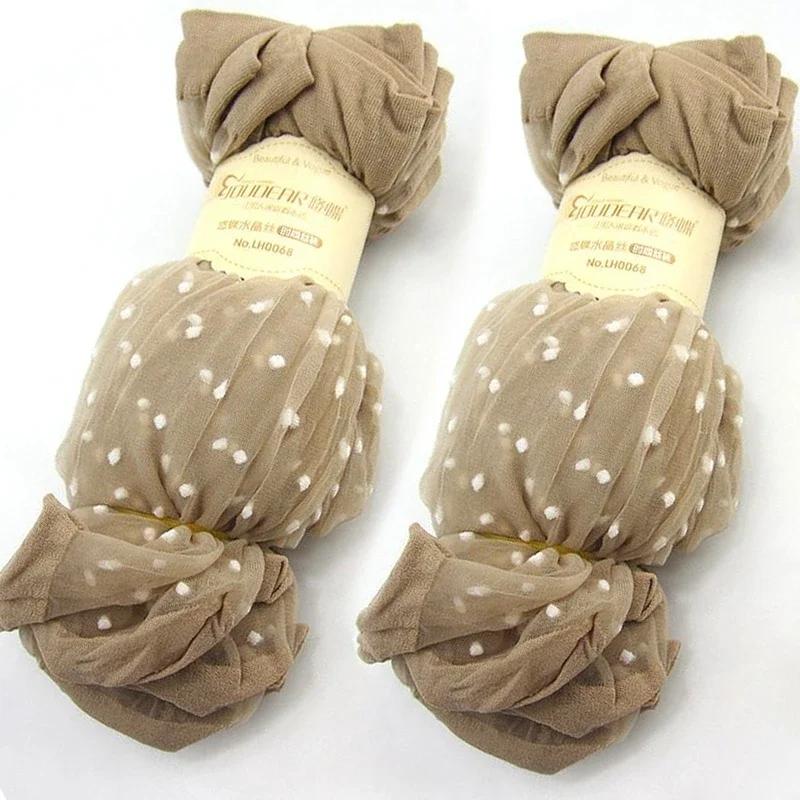 530 Paren Transparante Stippen Zijde Sokken Dames Dunne Ademende Zomer Nylon Korte Sokken Vrouwen Stretch Enkel Kristal Zijde Sokken 5pairs beige