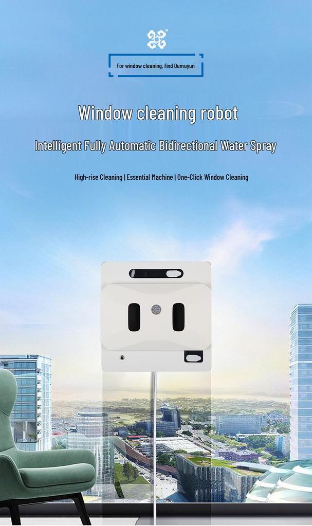 2026 High-Suction Automatic Window Cleaning Robot with Dual Water Spray for Large Areas