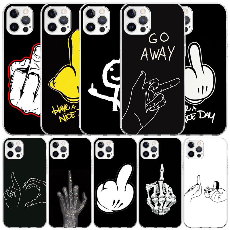 Middle Finger Soft Cover for iPhone 16 17 Air 15 14 Pro Max 16E Phone Case 13 Mini 12 11 7 SE 8 Print Pattern Fit Cases 16 17 Ai