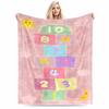 Hopscotch Keep Warm with Sun & Moon DesignFlannel Blanket for Bedroom, Living Room, Sofa, and Nap