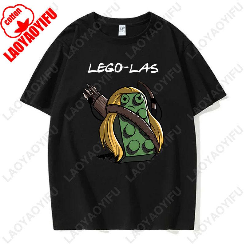 Funny Anime Cartoons Lego-las Printed T-shirt Humor Style Summer Fashion Short-sleev T Shirt Y2k Streetwear Cotton Tee Camisetas