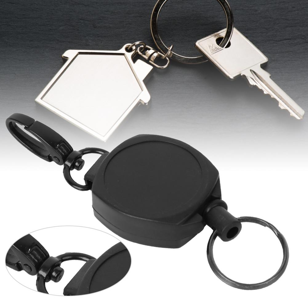 Portable Stretchable Anti Lost Anti Theft Rebound Keychain Key Ring Black(square )