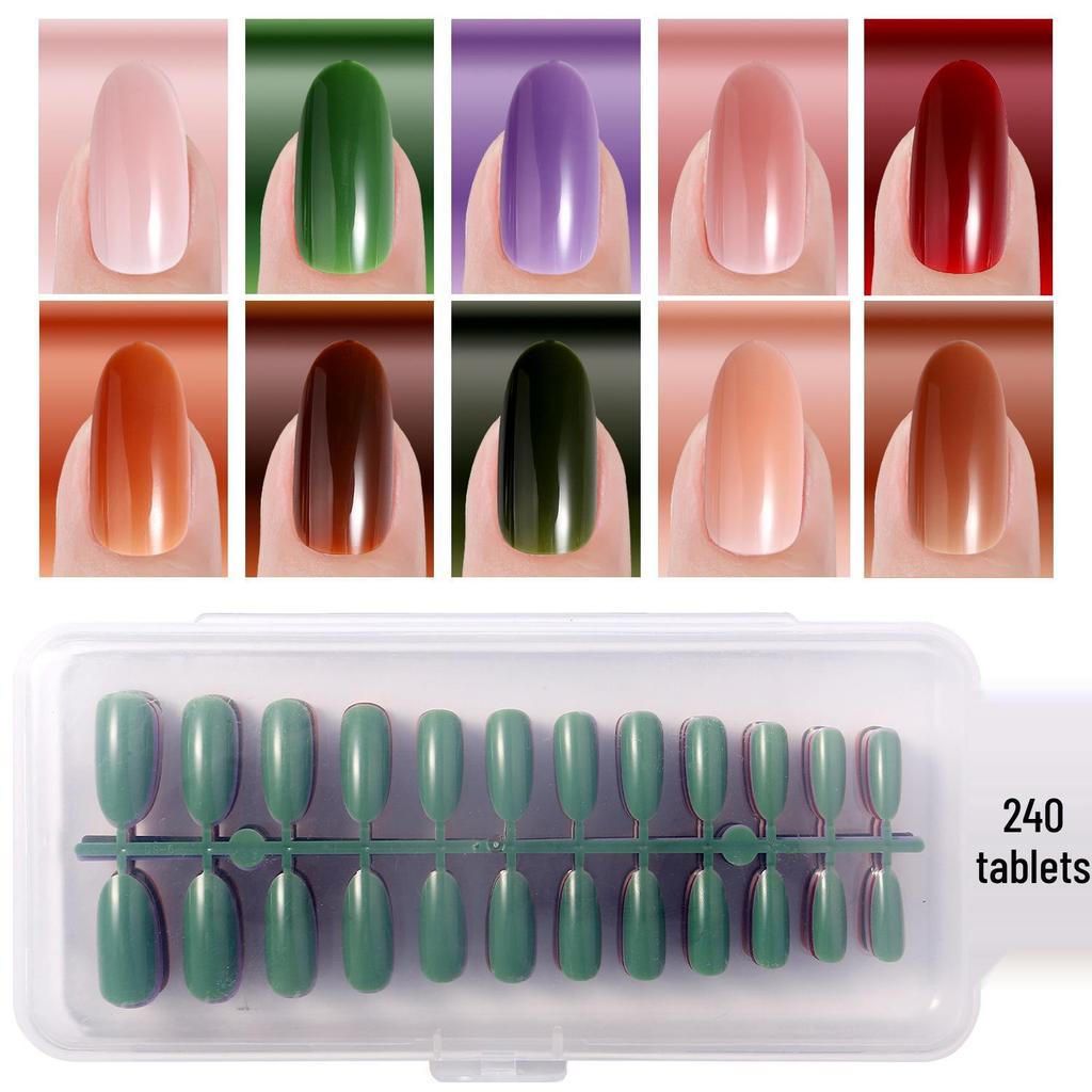 Colored Glitter Nail Art Tips - 240-Piece Set with Various Styles and Multiple Colors, Boxed Fake Fingernail Stickers