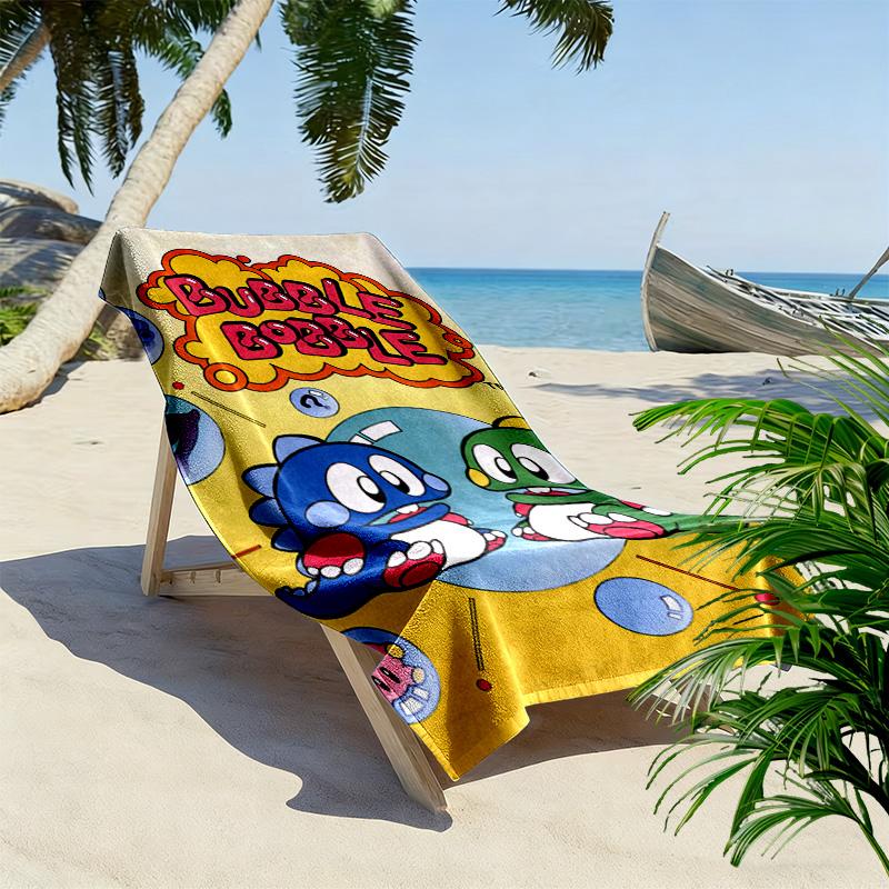 Bubble Bobble 2D Flat Print Beach Towel, Large Soft Quick Dry Towel for Beach Camping SwimmingXSTJ0915458