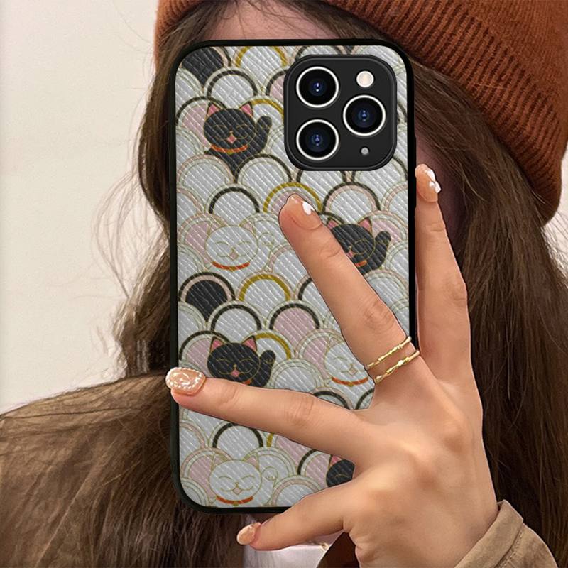 Custodia per telefono Gatto Fortunato Custodia rigida in pelle per iPhone 11 12 13 Mini Pro Max 8 7 Plus SE 2020 X XR XS Coque