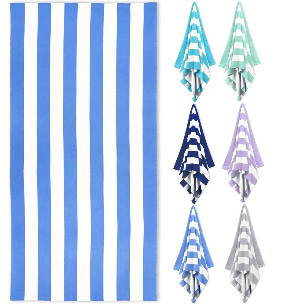 1 Pc Large Oversized Beach Towel 31''X71'', Microfiber Pool Towel, Pink Striped Quick Dry Cabana Swim Towel
