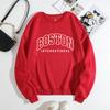 Autumn Letter "Boston International" Printed Hoodies Fashionable Casual Classic Sports Long Sleeved Women's Hoodies