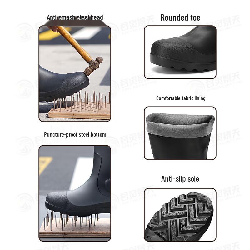 Junling Jingtian Men's High-Top Waterproof Rain Boots
