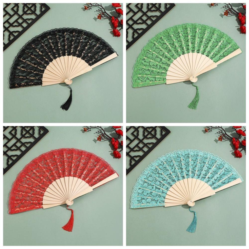 Flower Design Folding Fan Vintage Style Hand Fan Elegant Chinese Fan  Wedding
