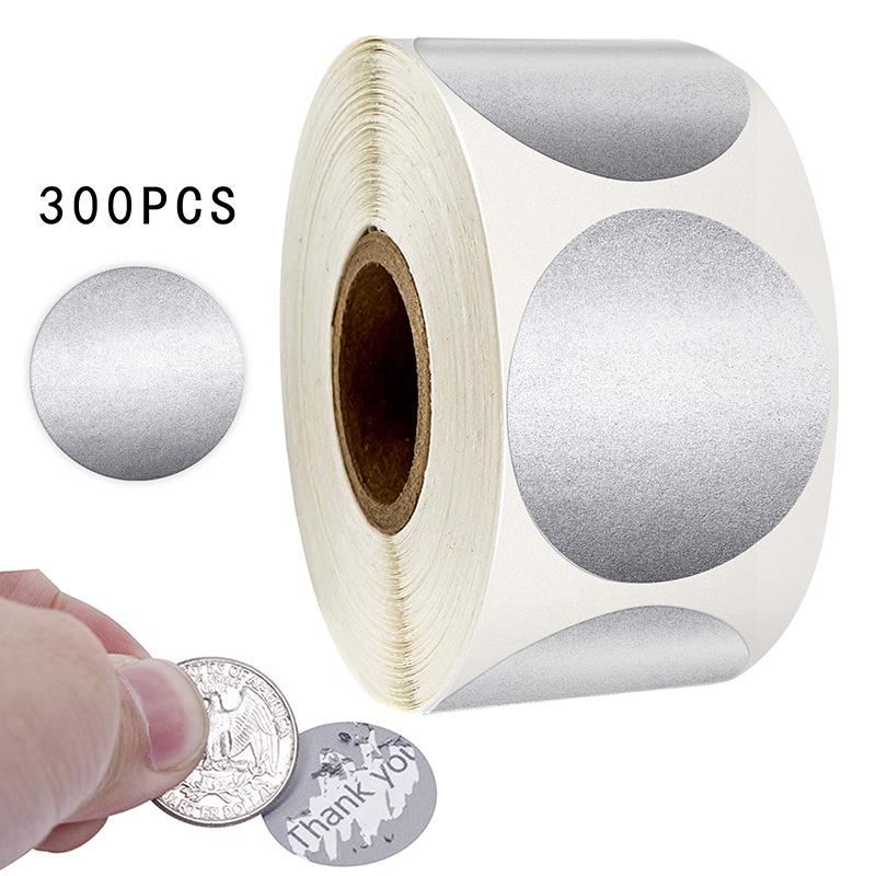 Scratch-off Silver Adhesive Sticker Labels, 300 pcs/roll
