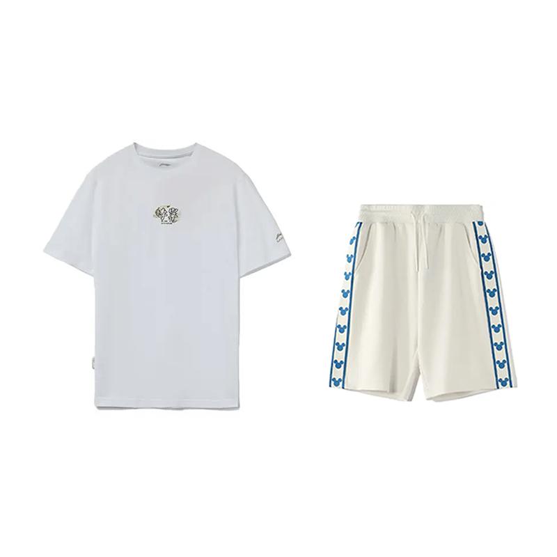 

Li-Ning Embroidered Logo Breathable Short Sleeve T-Shirt Comfortable Versatile Simple Shorts Casual Sports Set Unisex Sports Set AHST821-1+YKSV129-1 XL