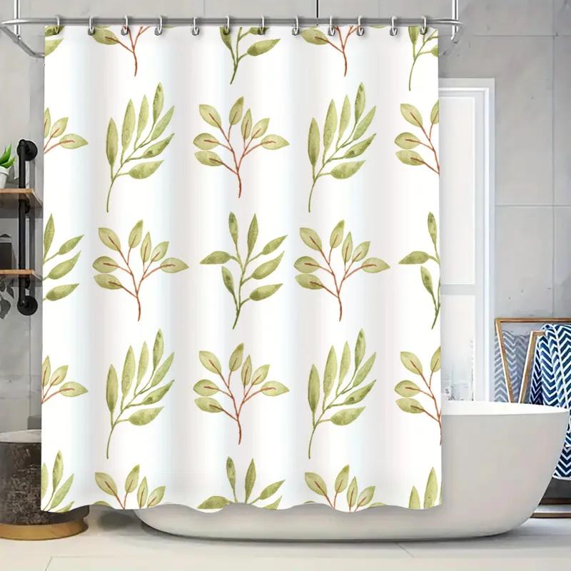 

Eco-Friendly Leaf Shower Curtain Waterproof Design Bathroom Decor Modern Abstract Botanical Pattern Home Textiles W60H190(CM)-1 Pcs