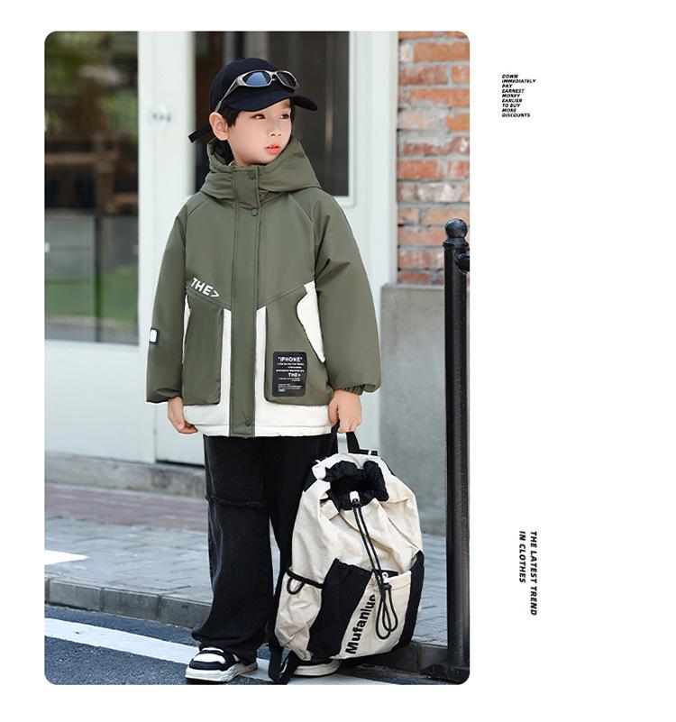 Children's Cotton Windbreaker: Boys' and Girls' Thick Hooded Autumn/Winter Jacket, 2025 New Style School Uniform for Middle & Big Kids