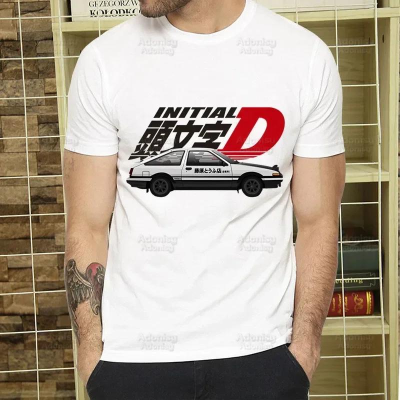 Initial D T Shirt Men Retro Washed Tops Tees Harajuku AE86 Drift Tshirt Hip Hop Male Fujiwara Tofu JDM Japanese T-shirts