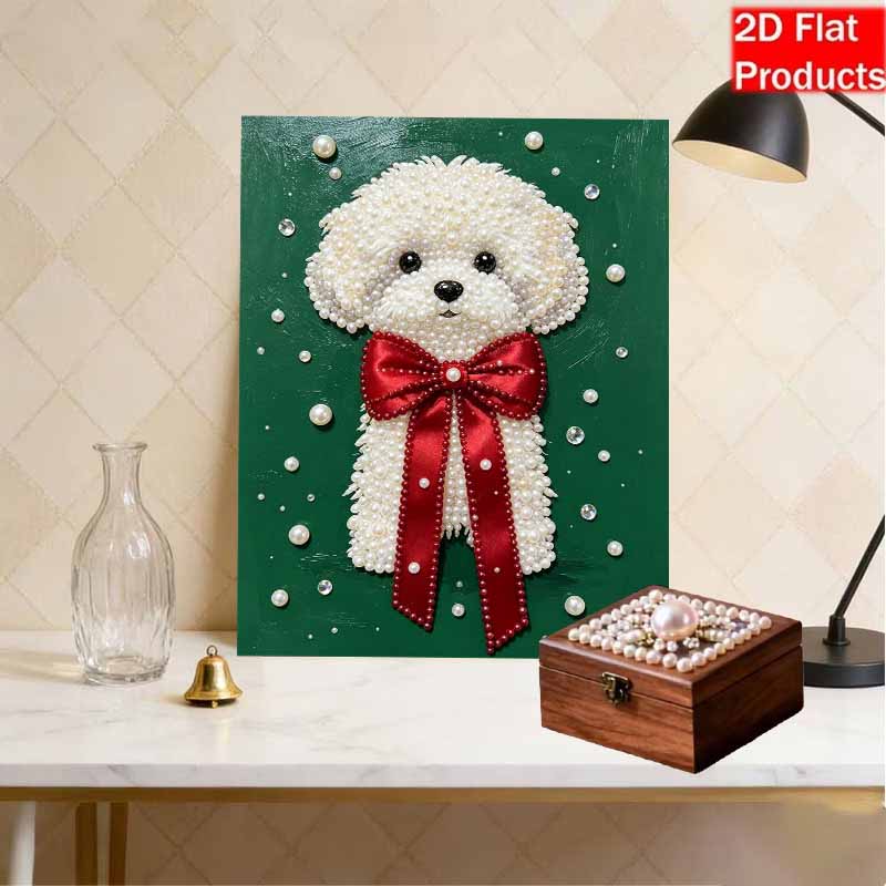 DIY rahmenloses Perlenmalerei-Set Niedlicher Welpe Gemütliche Wohnkultur 3D glänzende Perlenkunst Leinwand Entspannendes Bastelgeschenk für Erwachsene