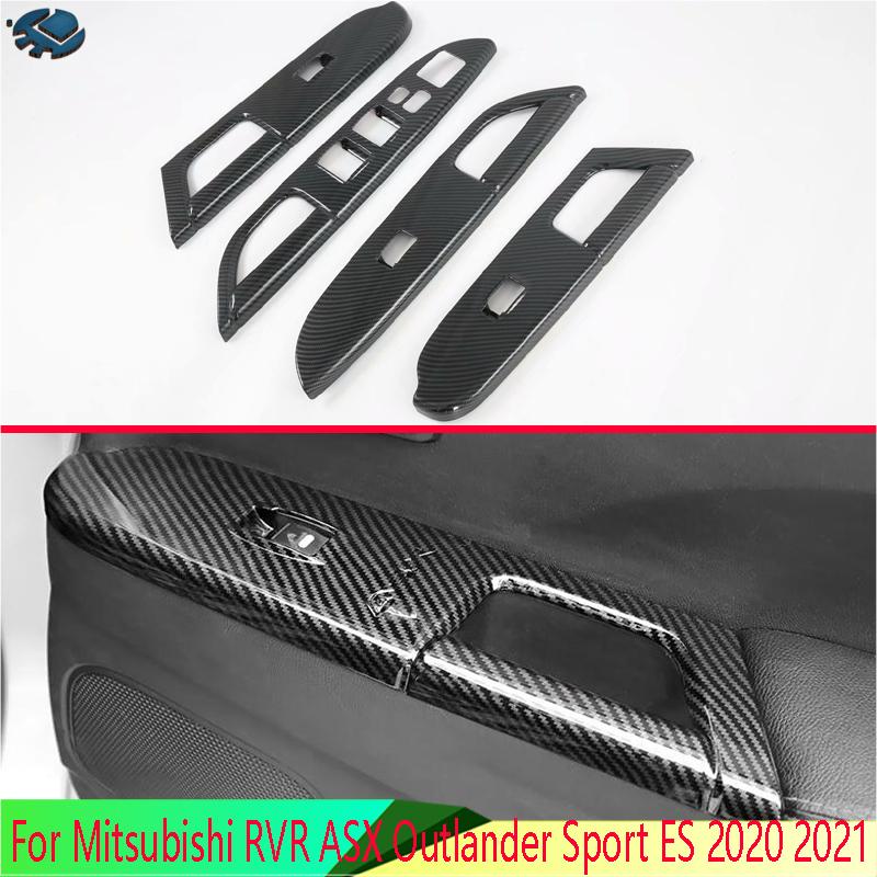 For Mitsubishi RVR ASX Outlander Sport ES   Carbon Fiber Style Door Window Armrest Cover Switch Panel Trim Molding