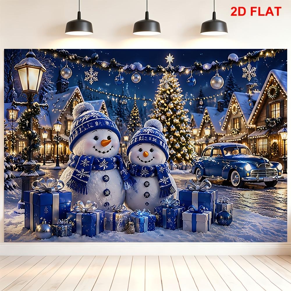 1Pcs Snowman Couple Winter Village Decoration Background Winter Backdrop For Photo Studio Photo Booth Party