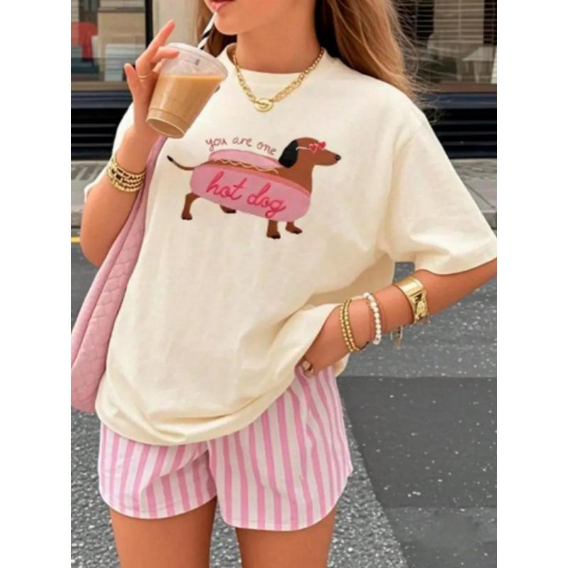 Retro American Streetwear Short Sleeve Top S