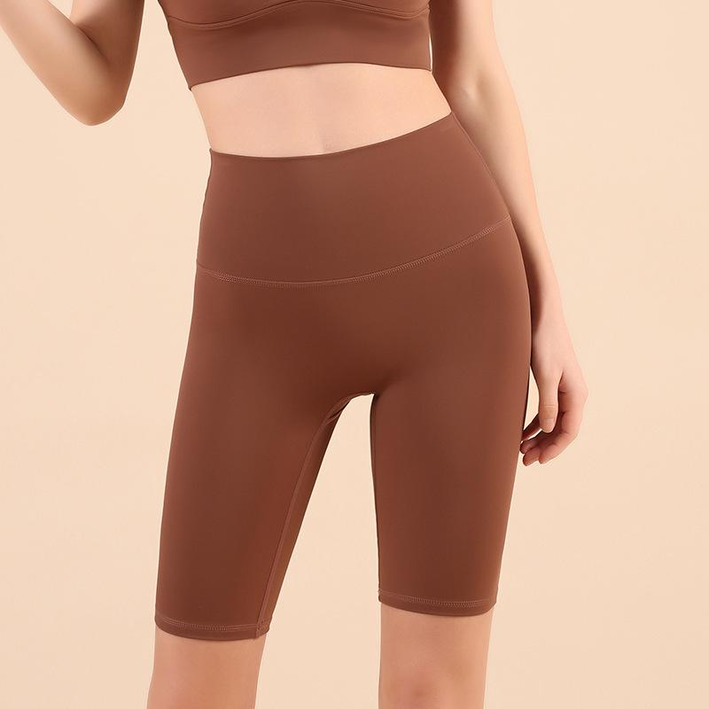 Women's High-Waist Nude Yoga Shorts - Quick-Dry, Hip-Lifting, Pilates & Cycling Leggings