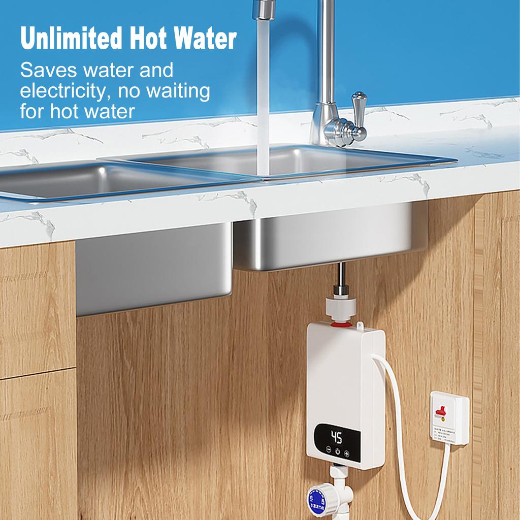 Tankless Water Heater, 3500W Electric Water Heater with LED Touchscreen and Shower Kit, Compact Digital Temperature