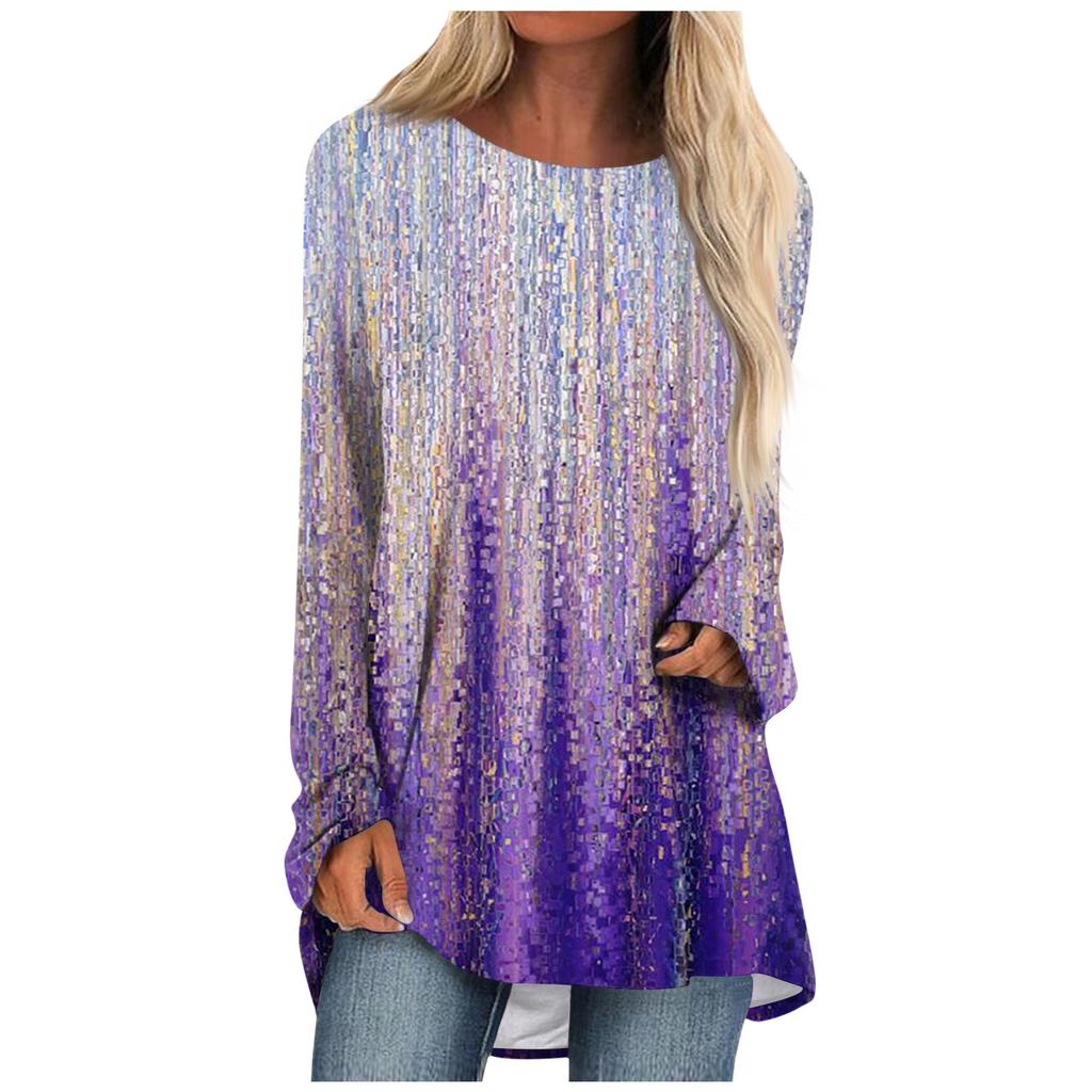 Bluză de top cu pulover cu mânecă lungă cu imprimeu floral la modă casual pentru femei