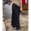 Women Elegant Black Satin Mermaid Skirt