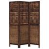 3 Piece Room Divider Dark Brown Solid Paulownia Wood
