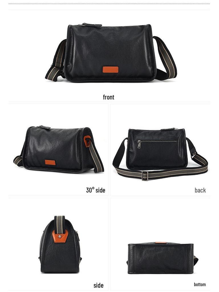 Bolsa Transversal Mensageiro Masculina de Couro Genuíno Crazy Horse