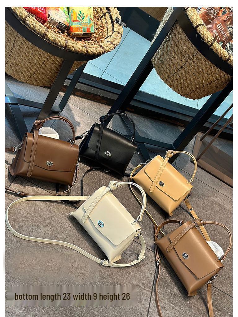 Winter 2024 Genuine Leather Crossbody Bag - Versatile Cowhide Shoulder Handbag for Fashionable Commutes