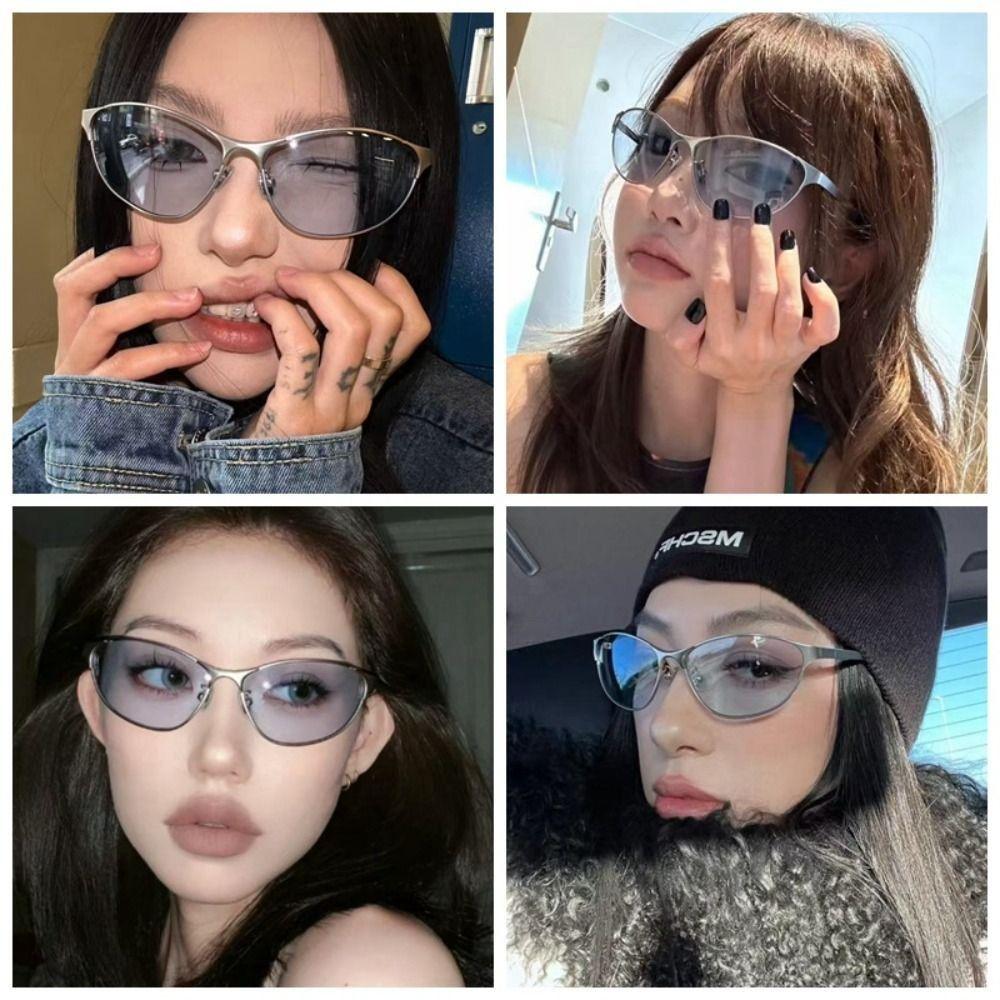 

Metal Women Oval Glasses Vintage Spicy Girls Shades Glasses Retro Cat Eye Sunglasses Outdoor Style 7