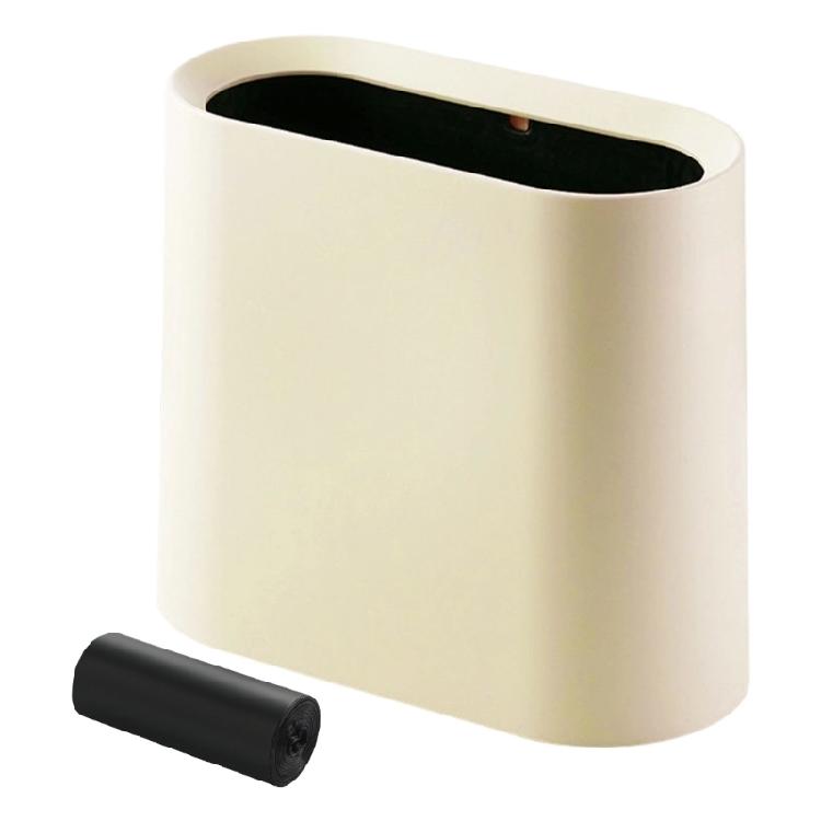 Waste Bin for Slim Spaces Lidless Plastic Build Includes Roll of Trash Bags Color Random Simple To Maintain