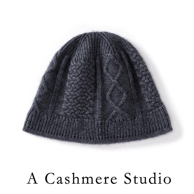 Cashmere Hat Women Thickened Warm Autumn and Winter New Versatile Casual Twisted Knitted Bucket Hat