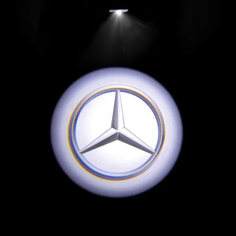 2pcs Car Door Welcome Light Logo Emblem For Mercedes Benz A C E GLC GLA GLE GLB Class W177 W205 W212 W213 X253 X156 W166 X247