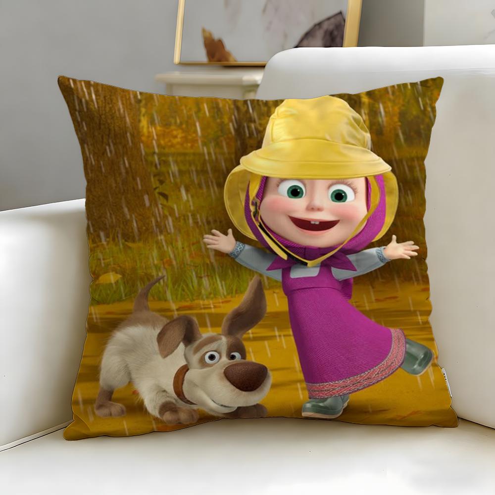 

classic cartoon Masha And Bears Cushion Cover Soft & Easy-Wash Pillow Case – Versatile for Couch, Bed, Travel and Office 30cmx30cm