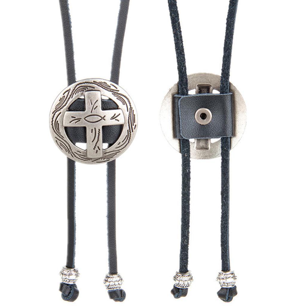 Vintage Western Cowboy Bolo Tie Cross Pendant Necktie Punk Necklace Costume Accessory American Bolo Tie Western