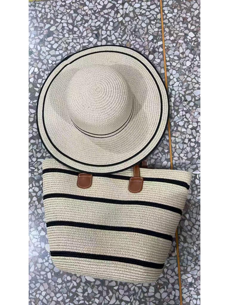 2024 Straw Hat & Handbag Set - Outdoor Travel, Sun Protection, Versatile High-End Fashion with Large Brim.