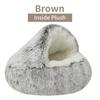 Warm Long Plush Pet Bed Round Cats Cushion Cat House 2 In 1 Comfortable Sleep Bag Enclosed Round Cat Cushion House Warm Basket