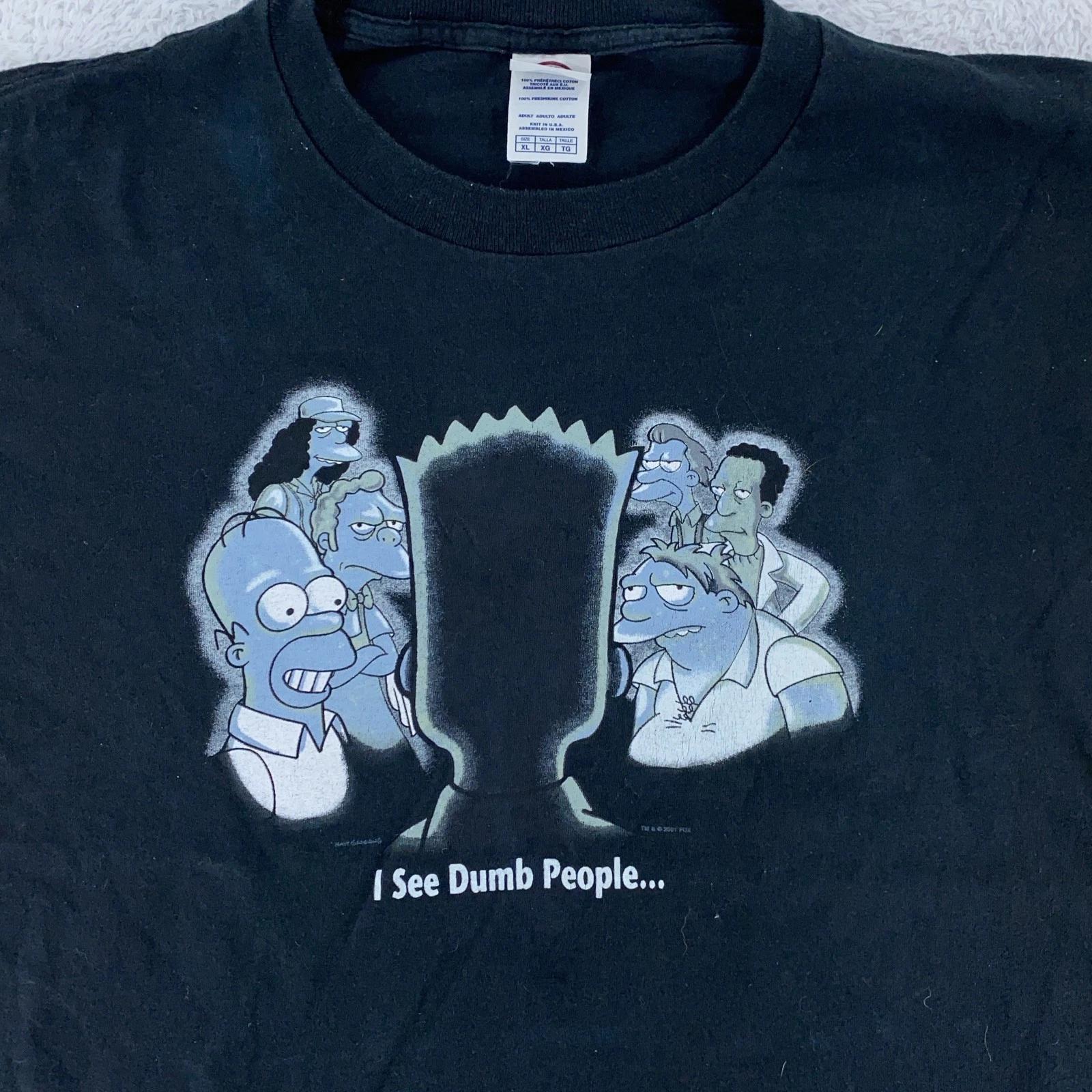 

Vtg The Simpsons I See Dumb People Shirt Mens L/XL Black Bart Homer 2001 Tee S